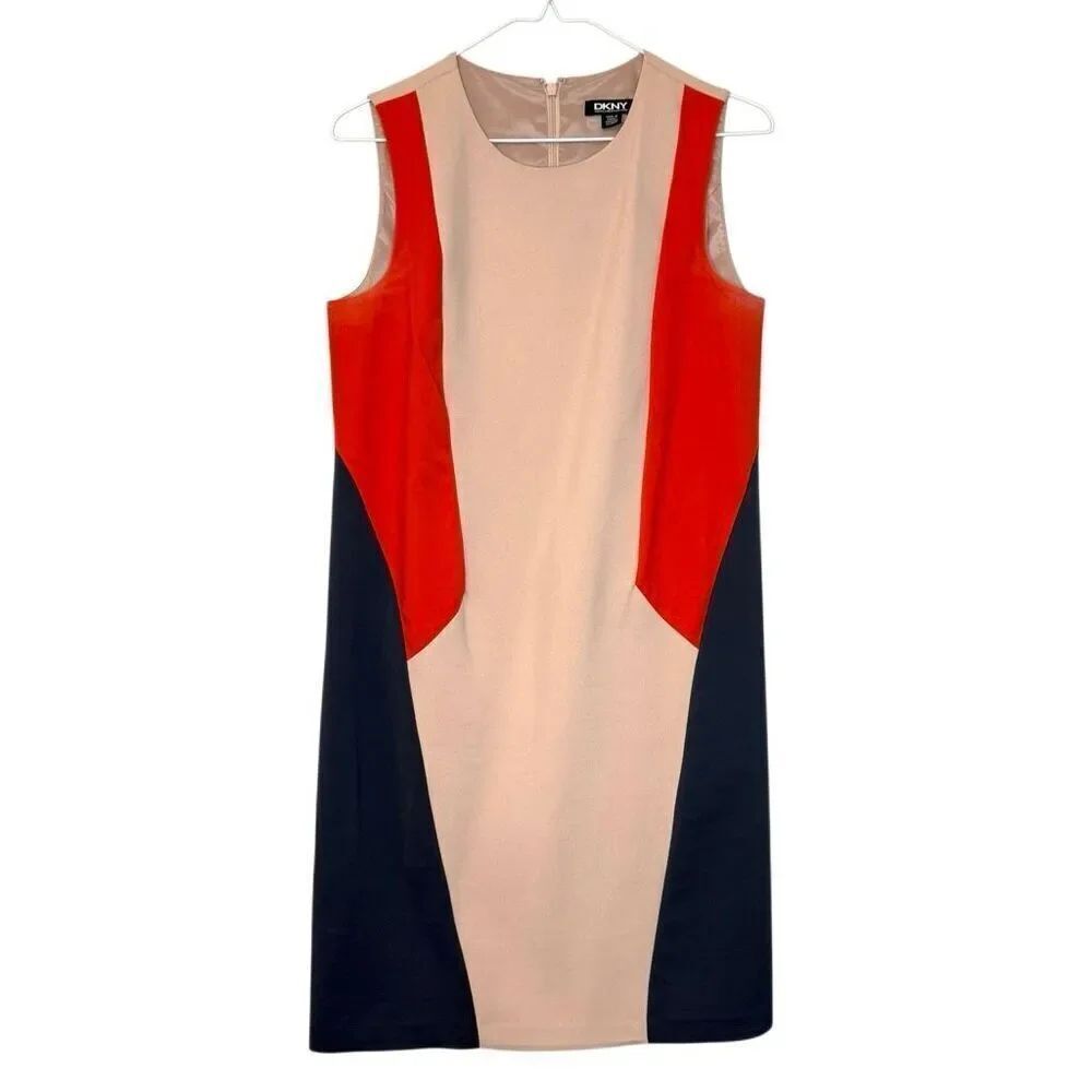 DKNY Colorblock Sleeveless Stretch Mod Shift Dress Multicolor Size Small